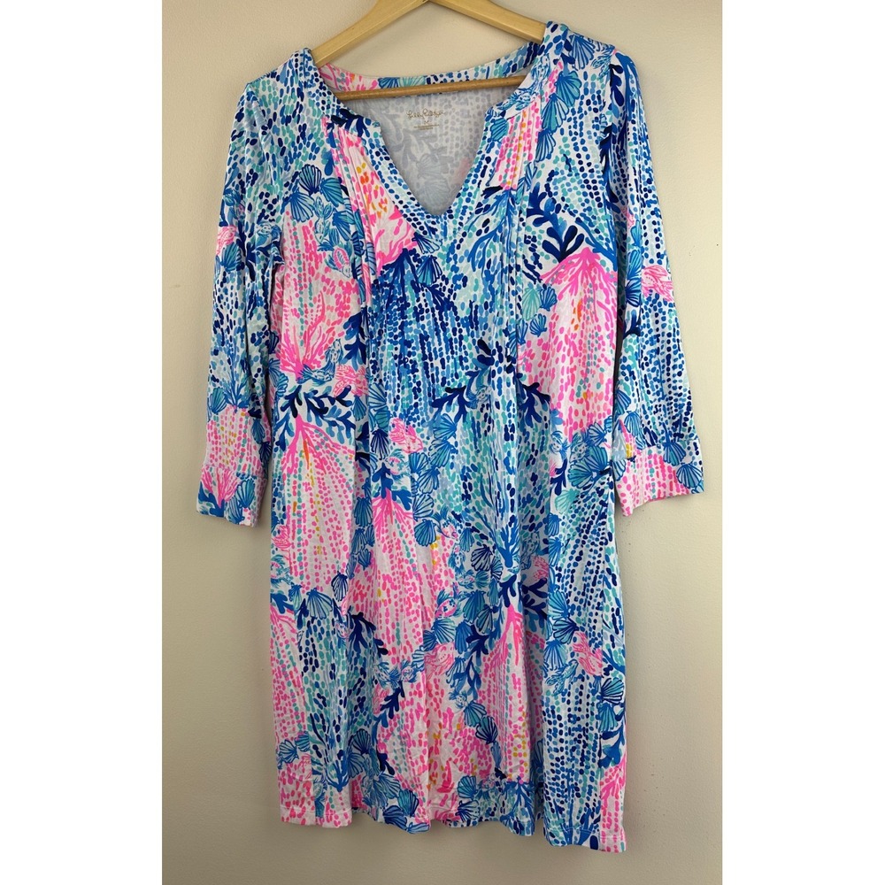 Lilly Pulitzer Beverlynn Dress Resort White Sway With Me Pink Blue Small *Flawed - Picture 2 of 16